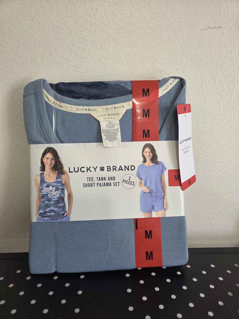 Lucky Brand Blue 3-Piece Tee, Tank & Short Womens Pajama Set - Size Medium